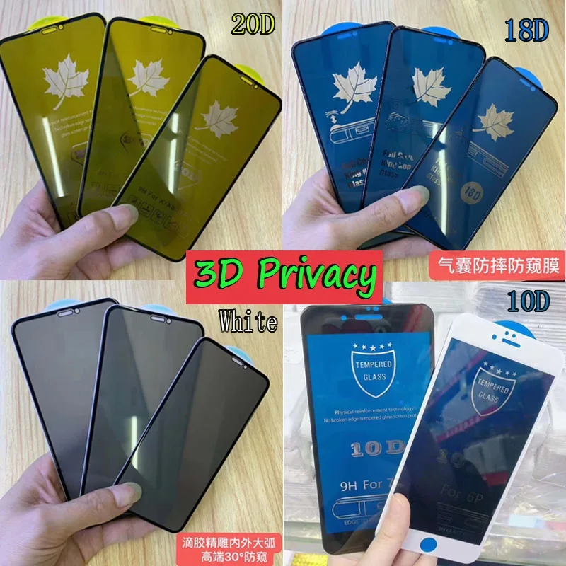 Sinzean 25pcs For iphone 12 Pro11 Pro max /678 plus/XS MAX/XR 3D Full Glue Privacy Tempered Glass Screen Protector in opp bag | Мобильные