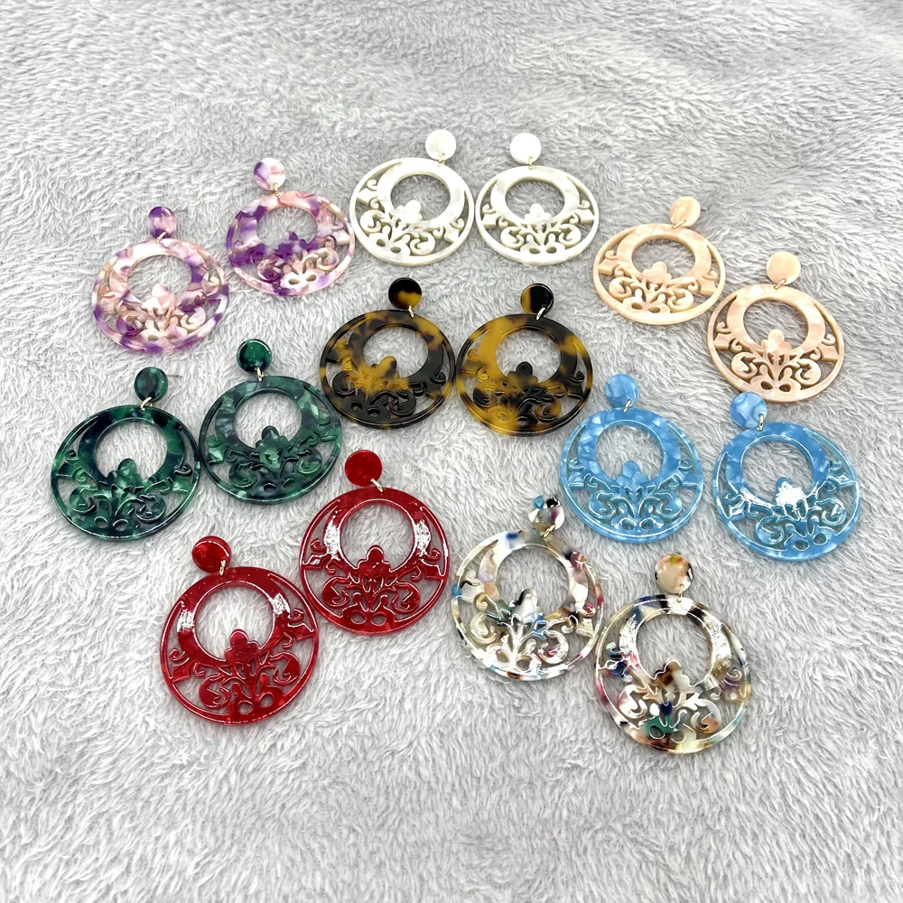 New Vintage Resin Round Dangle Earrings For Women Girl's Colorful Acetate jewelry Hollow out Charm Acrylic Earrings Trendy Style
New Vintage Resin Round Dangle Earrings For Women Girl's Colorful Acetate jewelry Hollow out Charm Acrylic Earrings Trendy Style