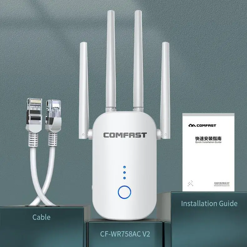 Двухдиапазонный расширитель сигнала Wi-Fi ретранслятор Беспроводной маршрутизатор
Двухдиапазонный расширитель сигнала Wi-Fi ретранслятор Беспроводной маршрутизатор