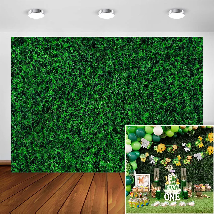 Jungle Safari Theme Party Backdrop Green Grass Nature Outdoorsy Garland Long for Kids Boys Baby Shower Photography Background |