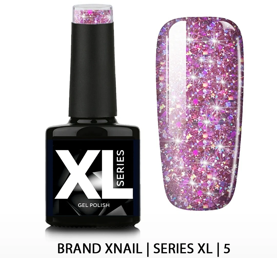 XNAIL ГЕЛЬ-ЛАК SERIES XL — С БЛЕСТКАМИ №5 10МЛ | Красота и здоровье
