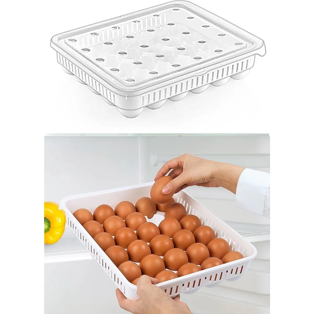 

Egg Storer Holder Container Fridge Egg Organizer Stackable Box Fresh-Keeping Transparent Kitchen Tools Accesories Refrigerator