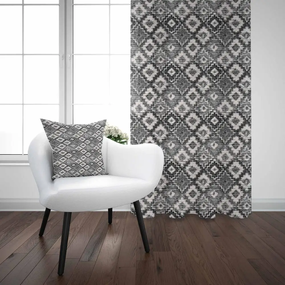 

Else Gray White Tiles Geometric Vintage Turkish 3D Print Living Room Bedroom Window Panel Curtain Combine Gift Pillow Case