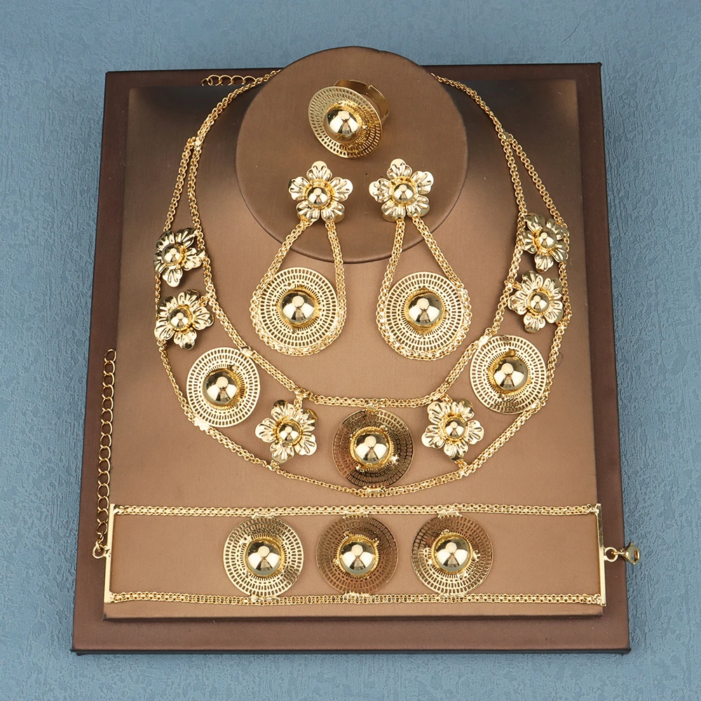 Dubai Wedding Jewellery Set for Women African Bridal Gift Fashion Bracelet Necklace Earrings Ring Sets Gold Color Jewellery
Dubai Wedding Jewellery Set for Women African Bridal Gift Fashion Bracelet Necklace Earrings Ring Sets Gold Color Jewellery