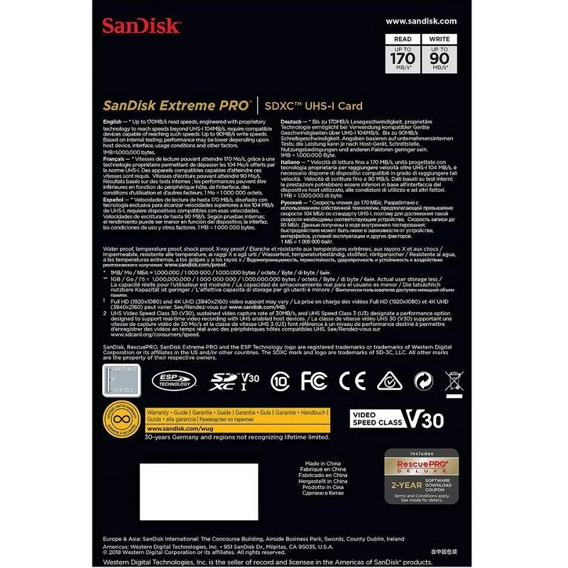 Оригинальный слот для карт памяти Extreme Pro SDHC/SDXC SD Card 64 Гб 128 оперативной 32