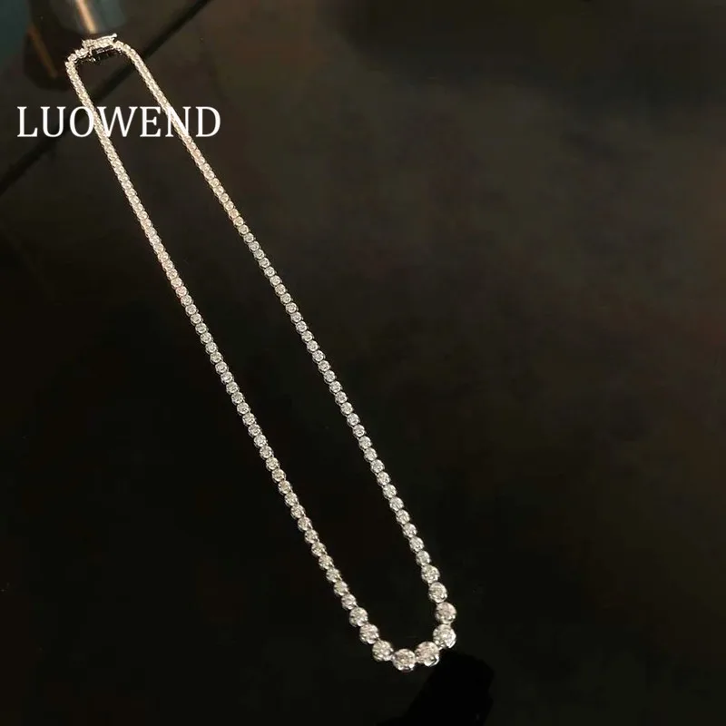LUOWEND 100% Real 18K White Gold Necklace 3ct Real Natural Diamond 40cm Tennis Chain Necklace for Women Party
LUOWEND 100% Real 18K White Gold Necklace 3ct Real Natural Diamond 40cm Tennis Chain Necklace for Women Party