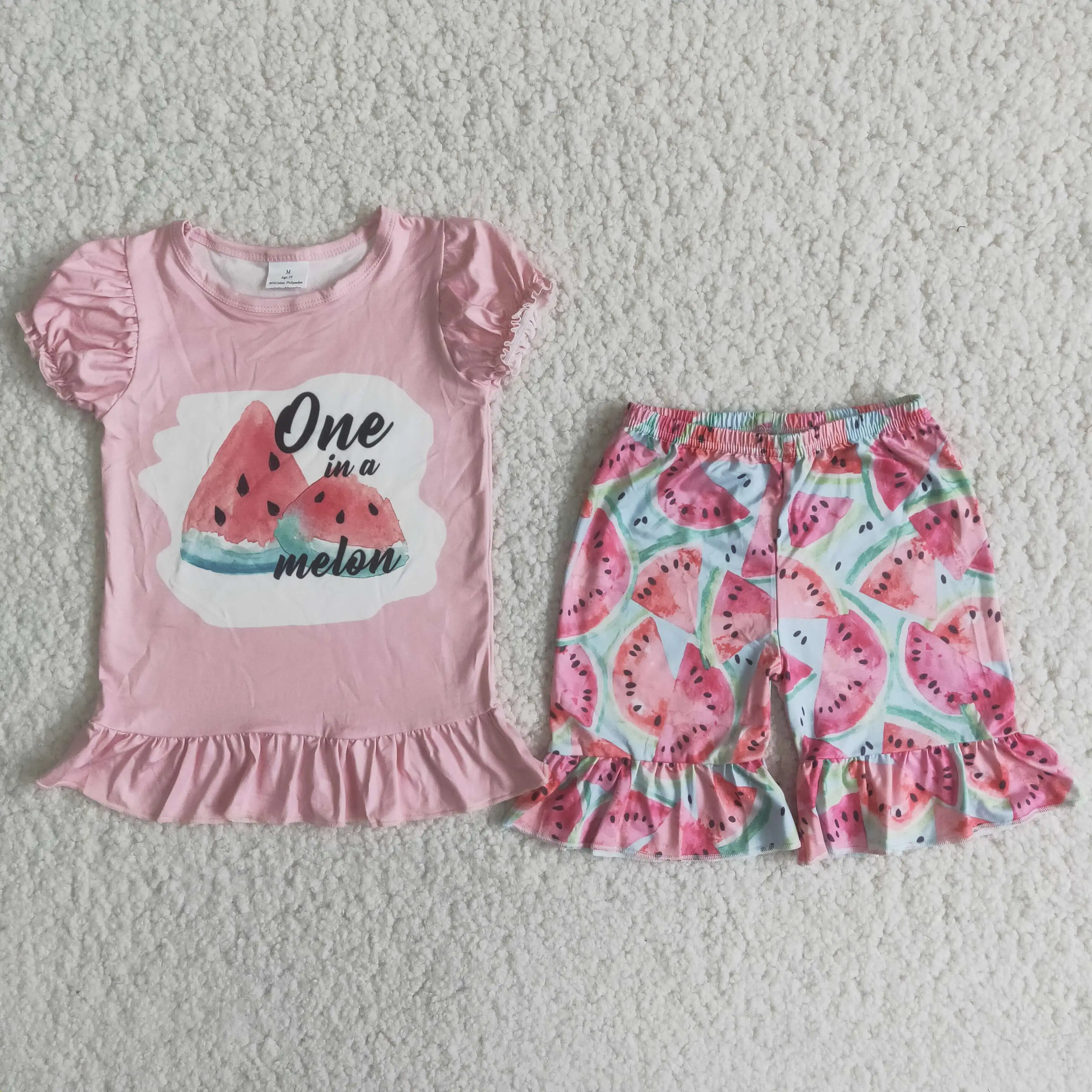 Summer Infant Watermelon Outfits Baby Girls Toddlers Bubble Sleeves Top Shorts Kids Pink Clothing Sets Children Boutique
Summer Infant Watermelon Outfits Baby Girls Toddlers Bubble Sleeves Top Shorts Kids Pink Clothing Sets Children Boutique