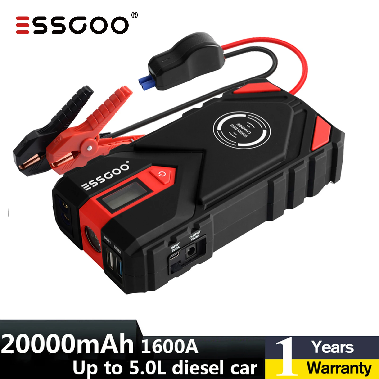 ESSGOO Jump Starter For Cars Power Bank 12V Auto Starting Device 1600 A Car Booster Battery Jump starter Emergency Buster
ESSGOO Jump Starter For Cars Power Bank 12V Auto Starting Device 1600 A Car Booster Battery Jump starter Emergency Buster