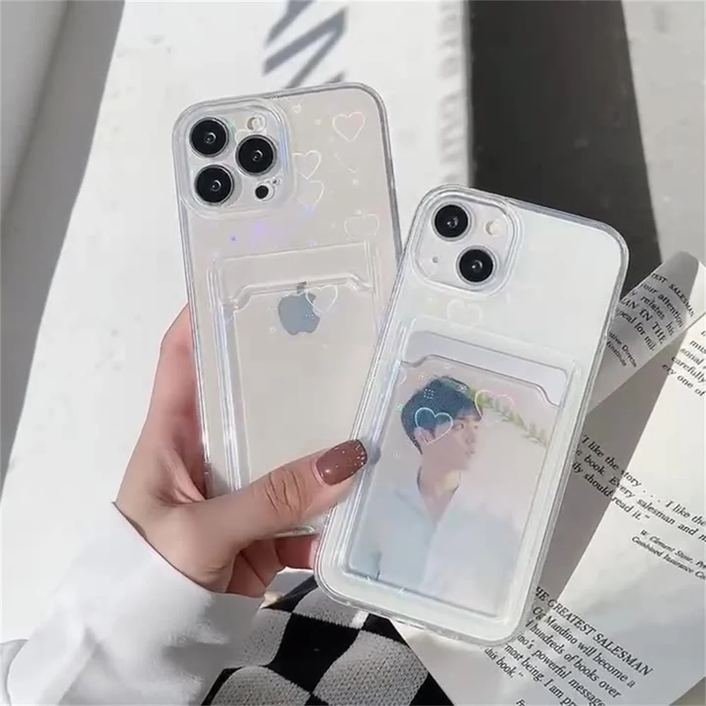 Cute Laser Love Heart Card Slot Holder Phone Case For iPhone 13 11 12 Pro Max XS X XR 7 8 Plus SE 2 Mini Clear Wallet Soft Cover
Cute Laser Love Heart Card Slot Holder Phone Case For iPhone 13 11 12 Pro Max XS X XR 7 8 Plus SE 2 Mini Clear Wallet Soft Cover