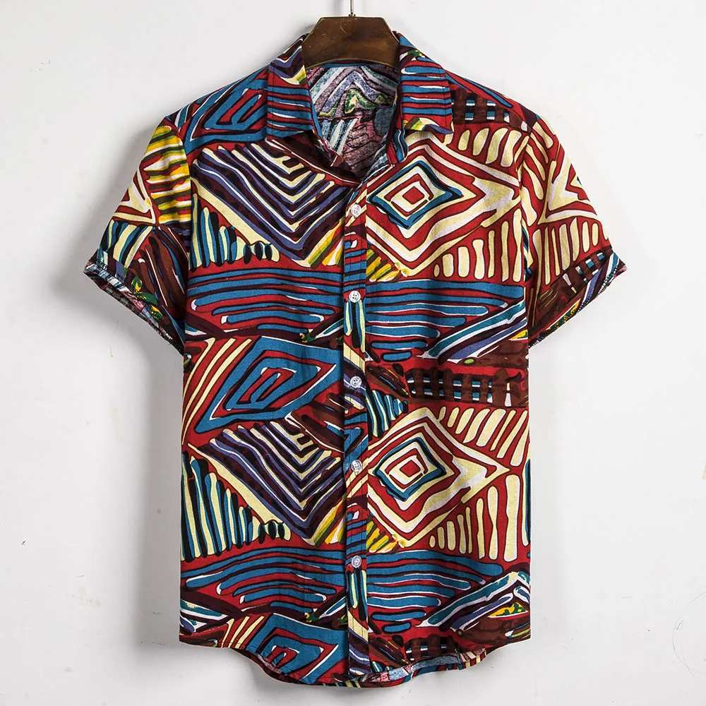2021 Summer Color Stripe Men's Shirt New Hawaiian Shirt Casual Loose Daily National Style Large Shirts Fashion
2021 Summer Color Stripe Men's Shirt New Hawaiian Shirt Casual Loose Daily National Style Large Shirts Fashion