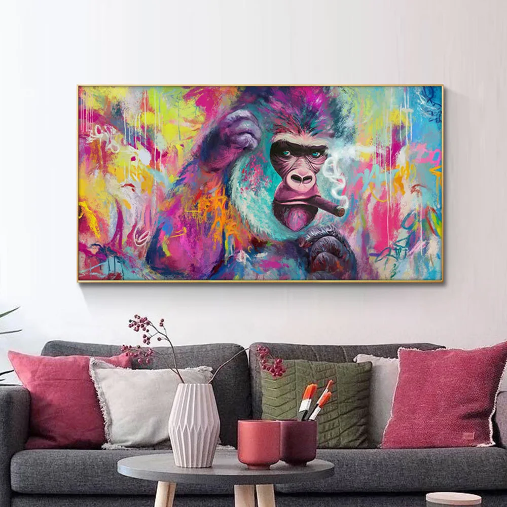 Funny Smoking Orangutan Canvas Painting Abstract Colorful Graffiti Art Poster Prints Wall Pictures Living Room Decor Cuadros
Funny Smoking Orangutan Canvas Painting Abstract Colorful Graffiti Art Poster Prints Wall Pictures Living Room Decor Cuadros