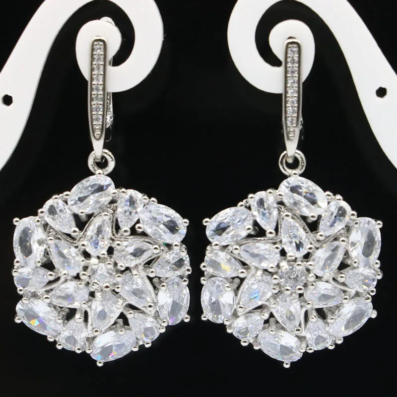 43x24 мм Новый Statement Jewelry набор создан яркий белый кубического циркония для женщин