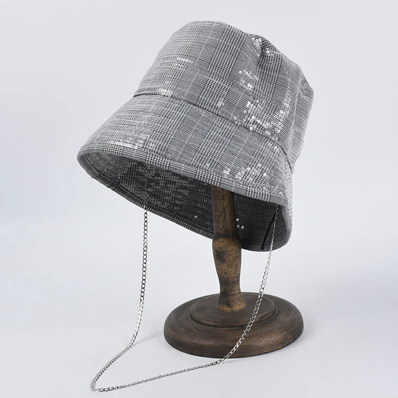 Women Girls Korean Punk Styles Sequinsd Chain Bucket Hats Fisherman Caps Students Autumn Winter Gorras
Women Girls Korean Punk Styles Sequinsd Chain Bucket Hats Fisherman Caps Students Autumn Winter Gorras
