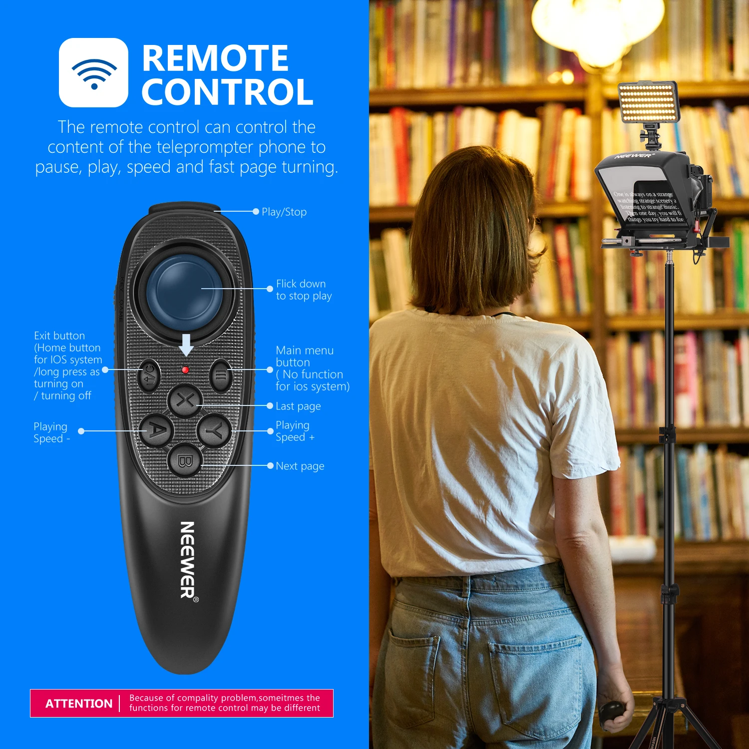 Neewer X1 Mini Smartphone Teleprompter Artifact Video with Remote Control For iPhone Samsung Android Mirrorless Camera Recording
Neewer X1 Mini Smartphone Teleprompter Artifact Video with Remote Control For iPhone Samsung Android Mirrorless Camera Recording