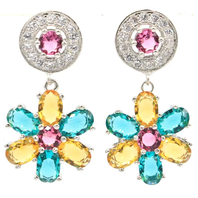 36x18mm Multi Color Flower 10g Created Blue Aquamarine Golden Citrine Tourmaline CZ Women Daily Wear Silver Earrings
36x18mm Multi Color Flower 10g Created Blue Aquamarine Golden Citrine Tourmaline CZ Women Daily Wear Silver Earrings
