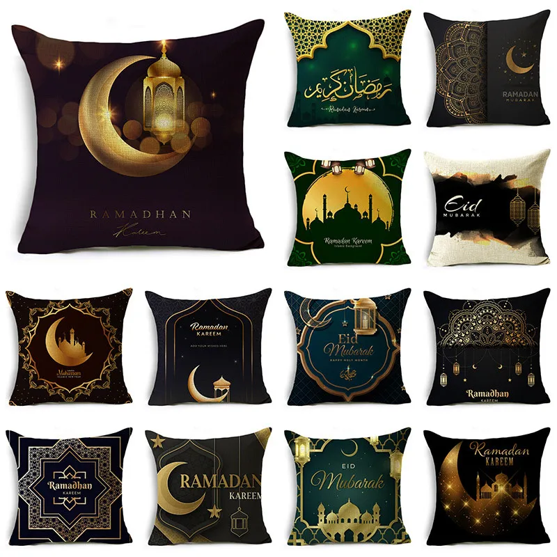 Ramadan Cushion Cover Islamic Eid Mubarak Black Gold Pillowcase Home Decor Sofa Decoration Pillowcase 45cm*45cm
Ramadan Cushion Cover Islamic Eid Mubarak Black Gold Pillowcase Home Decor Sofa Decoration Pillowcase 45cm*45cm