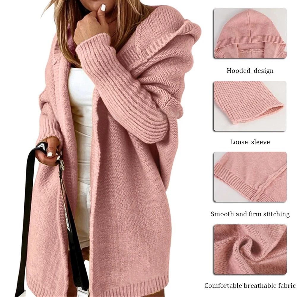 Ladies Long Hooded Cardigan Solid Color Twist Knit Jacket Loose Sweater Jacket Plus
Ladies Long Hooded Cardigan Solid Color Twist Knit Jacket Loose Sweater Jacket Plus