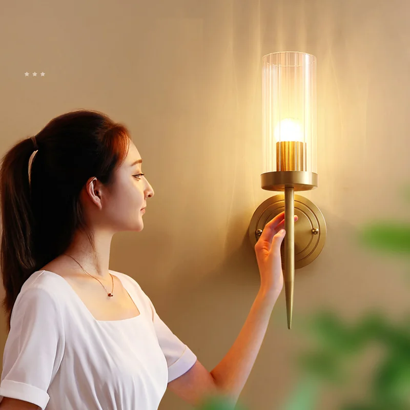 American Copper Bedroom Bedside Light Modern Minimalist Living Room Lamps Mirror Front TV Background Wall Lamp
American Copper Bedroom Bedside Light Modern Minimalist Living Room Lamps Mirror Front TV Background Wall Lamp