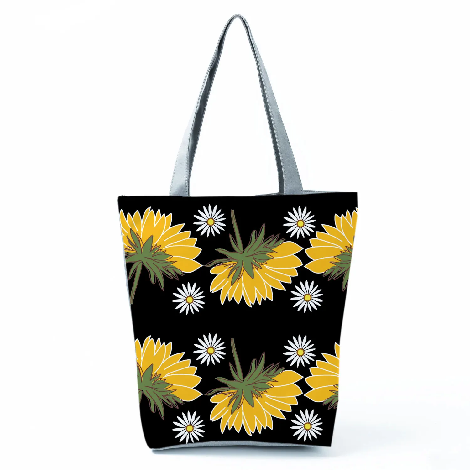 Sunflower Printed Black Women's Bag Refreshing Simple Shoulder Bags Eco Friendly Handbags High Capacity Portable Shopping Bags
Sunflower Printed Black Women's Bag Refreshing Simple Shoulder Bags Eco Friendly Handbags High Capacity Portable Shopping Bags