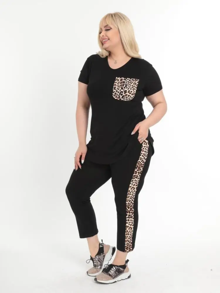 Plus Size Sets Two Pieces Woman Pajamas Sleeping Suits Outfits Track Suit 2022 Black Leopard Lycra Viscose Made in Turkey
Plus Size Sets Two Pieces Woman Pajamas Sleeping Suits Outfits Track Suit 2022 Black Leopard Lycra Viscose Made in Turkey