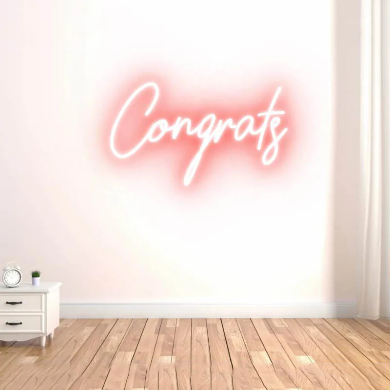 Congrats Custom Neon Sign Light Flexible Wall Decor Font for Home Party Shopping Mall High Quality Acrylic Brightness Design
Congrats Custom Neon Sign Light Flexible Wall Decor Font for Home Party Shopping Mall High Quality Acrylic Brightness Design