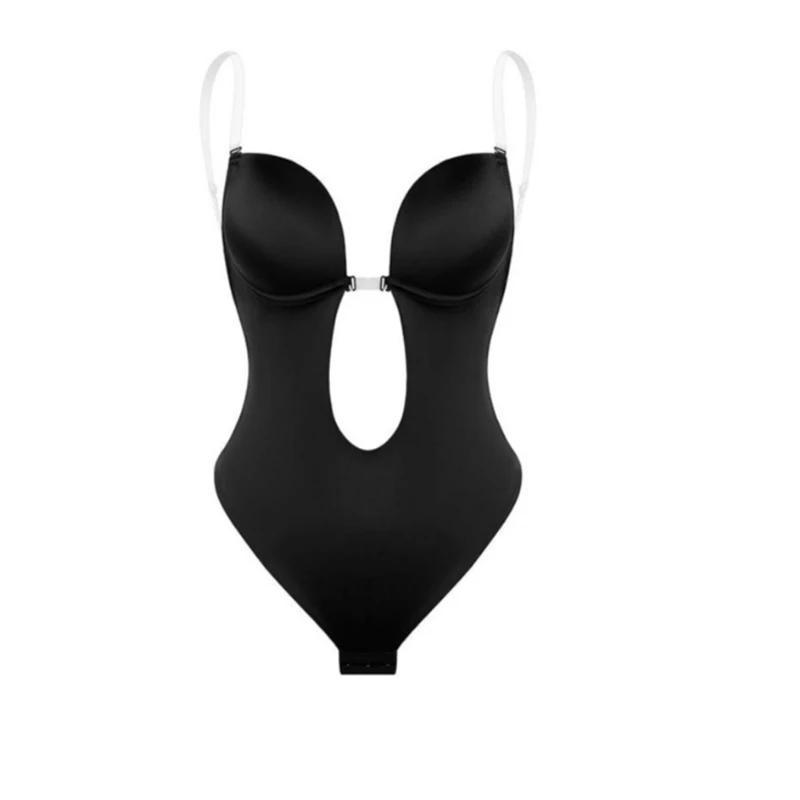 

Women's Corset Plunge Bra Thong Body Suit Slimming Fitsheer Spaghetti Straps Sexy Skim Shapewear Black Push-up Bodysuit Fajas