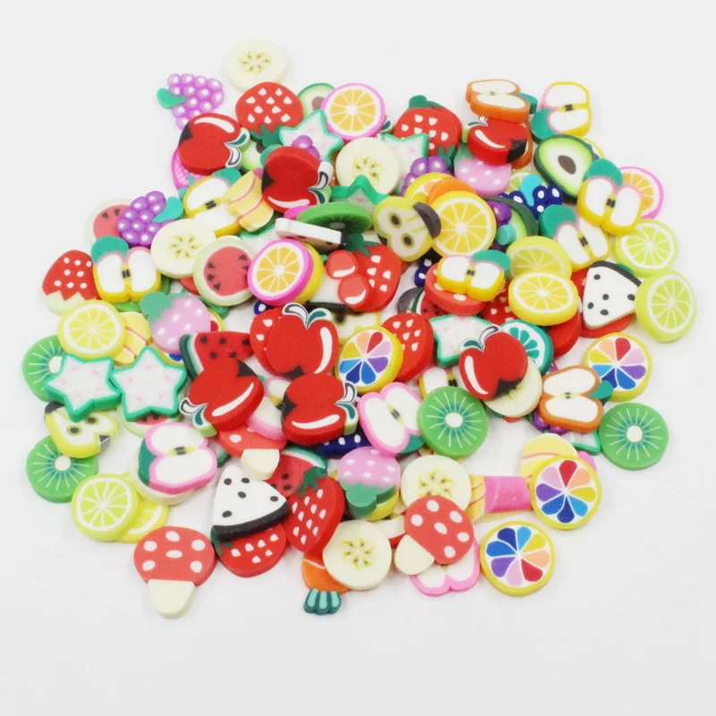 

10g/lot Fruit Strawberries Watermelons ​​Polymer Clay Colorful For DIY Crafts Tiny Cute 10mm Plastic klei Mud Particles Assorted