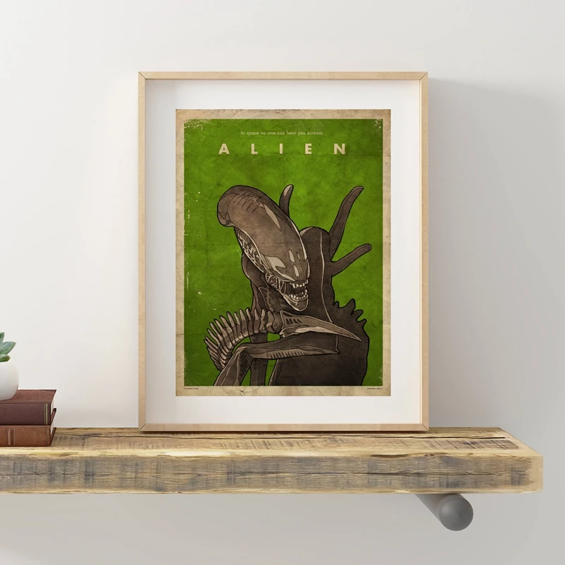 Постер с надписью Alien Movie Print Sci Fi Xenomorph винтажная настенная живопись картины на