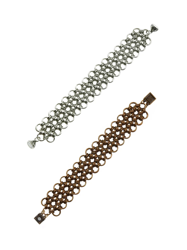 Mavra Handmade Woven Chain Gothic Metal Silver and Copper Color Cuff Bracelet for Women Trendy Chainmail Jewelry
Mavra Handmade Woven Chain Gothic Metal Silver and Copper Color Cuff Bracelet for Women Trendy Chainmail Jewelry