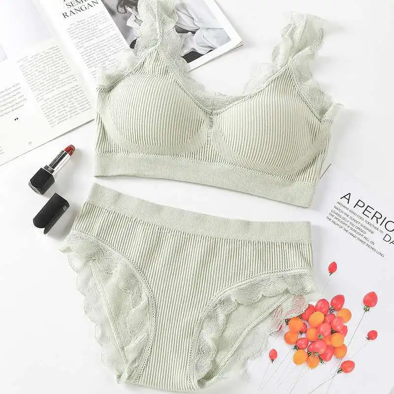 1PCS Ladies Intimates Suit Cotton Fabric Lace-edged Seamless Panties Wireless Breathable Bra Soft Women's Underwear
1PCS Ladies Intimates Suit Cotton Fabric Lace-edged Seamless Panties Wireless Breathable Bra Soft Women's Underwear