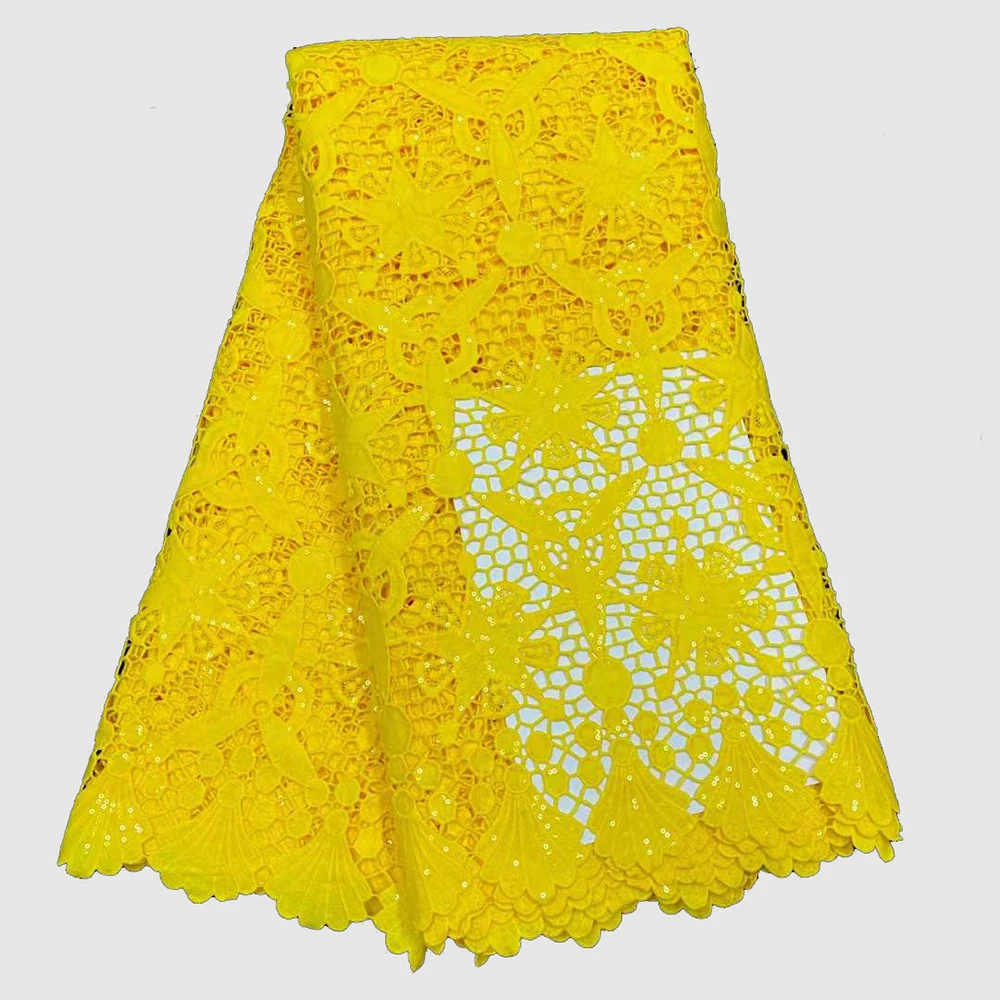 Sinya Yellow Sequence African Guipure Lace Fabric High Quality Embroidery Sequins Cord Lace For Dress Sewing Bridal Wedding
Sinya Yellow Sequence African Guipure Lace Fabric High Quality Embroidery Sequins Cord Lace For Dress Sewing Bridal Wedding