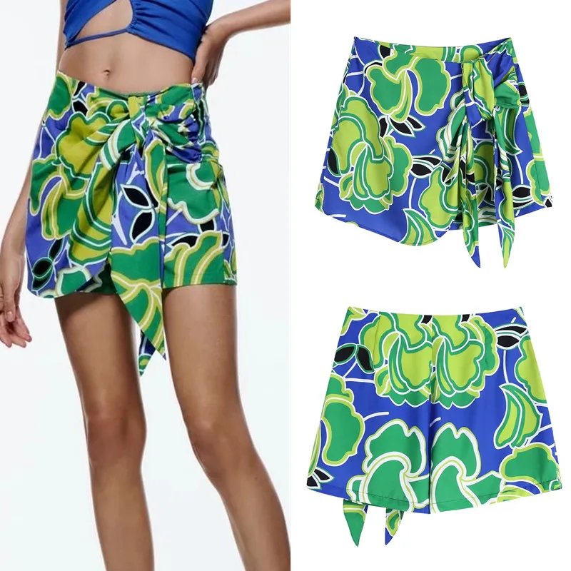 PB&ZA 2022 Summer New Women's Clothes Show Thin High Waist Green Flower Print Bow Tie Sarong Skirt Short Skirt
PB&ZA 2022 Summer New Women's Clothes Show Thin High Waist Green Flower Print Bow Tie Sarong Skirt Short Skirt