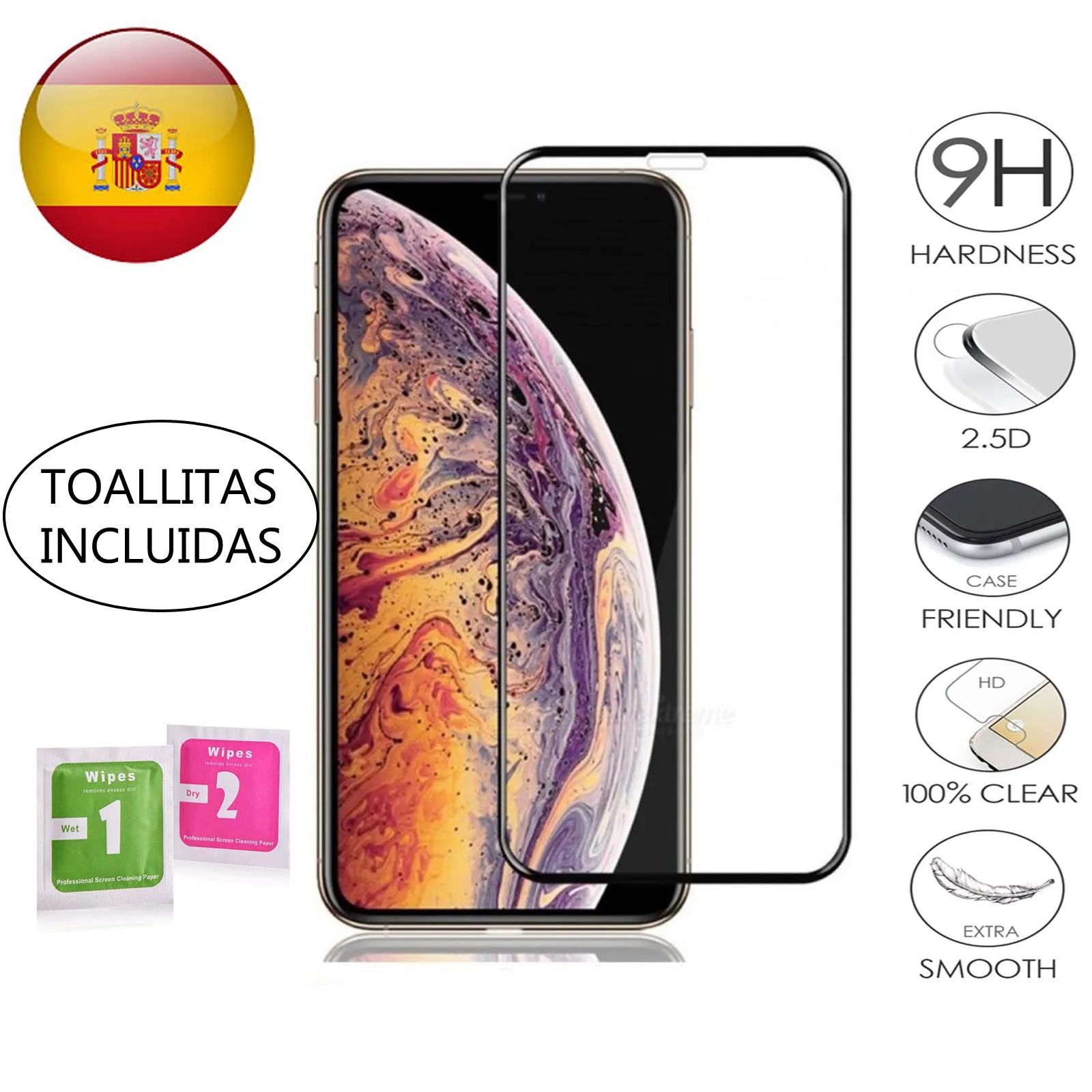 Закаленное защитное стекло на весь экран для Apple Iphone X/ Xs max / 11/ Pro/Max черное|Защитные