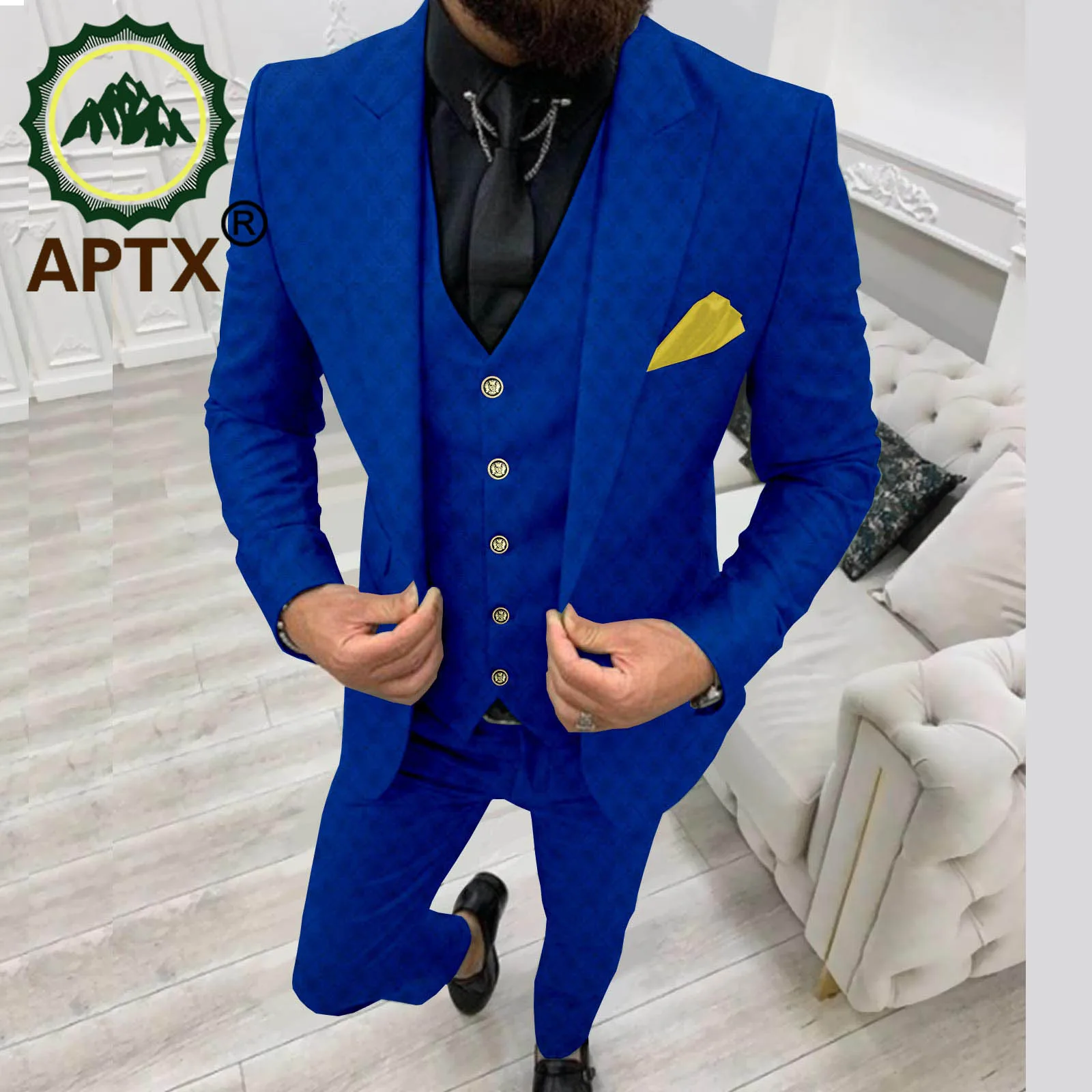 African Men's Suit Single Breasted Suit Vest and Trousers 3 Piece Slim Fit Wedding Party Costume A2216024
African Men's Suit Single Breasted Suit Vest and Trousers 3 Piece Slim Fit Wedding Party Costume A2216024