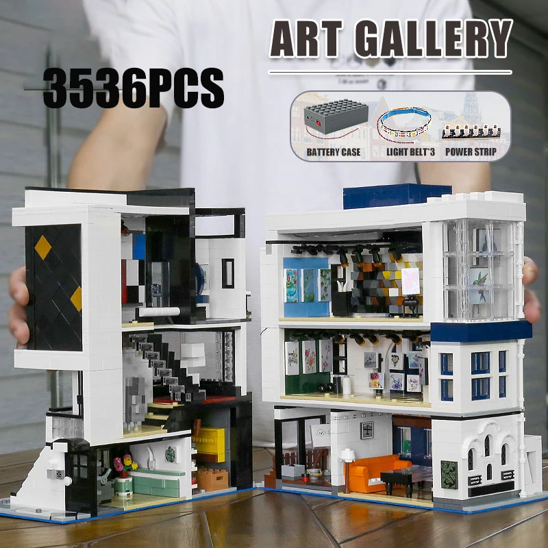

Mould King 16043 New MOC Streetview Series Model Bricks City The Art Gallery Showcase Building Blocks Toys for Kids Gifts