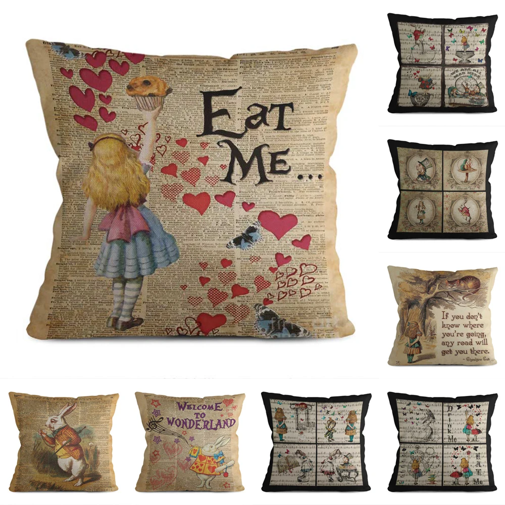 Retro newspaper illustration cushion cover Alice rabbit home sofa decoration pillow cover 45 * 45cm
Retro newspaper illustration cushion cover Alice rabbit home sofa decoration pillow cover 45 * 45cm
