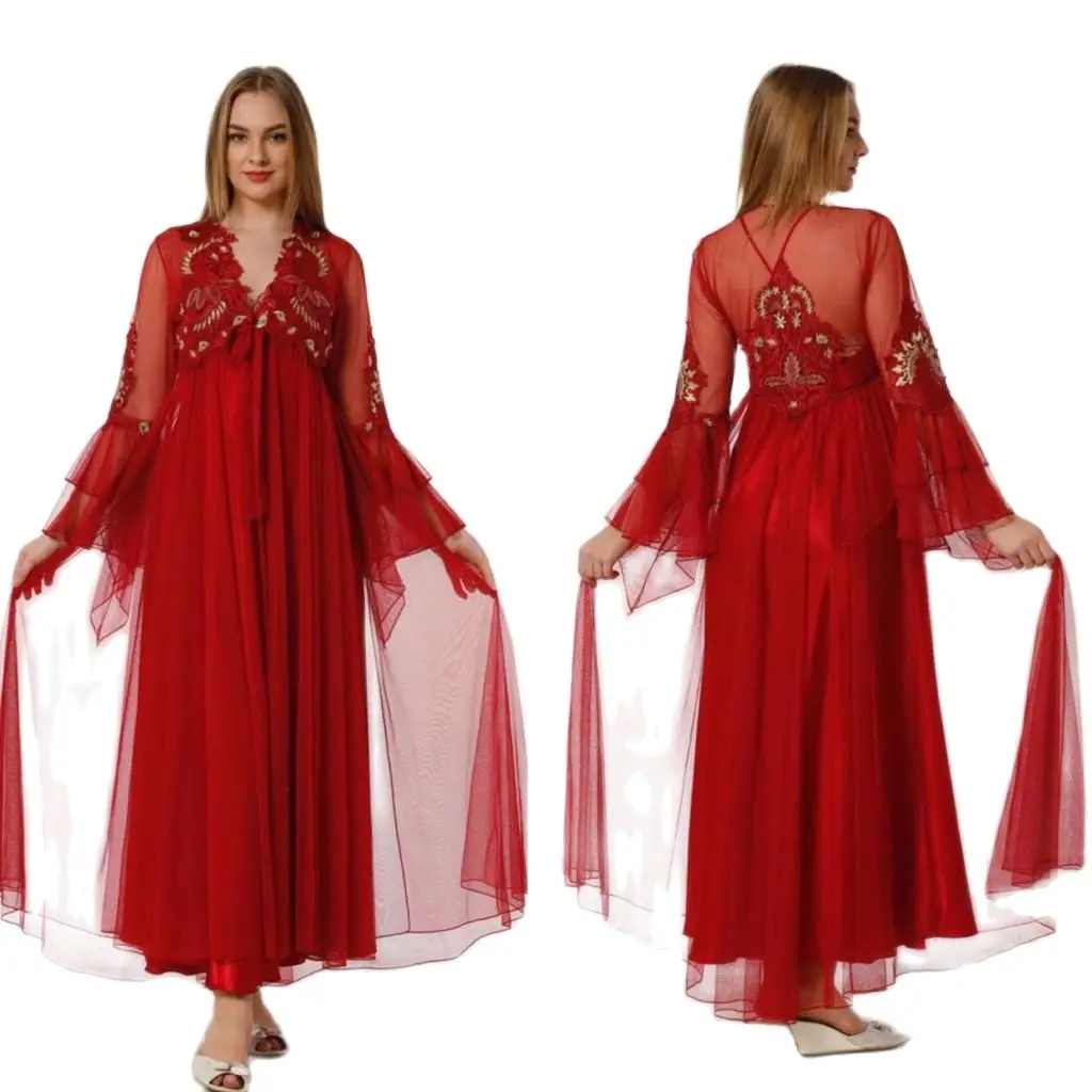 Women Satin Lace Long 2 Piece Home Comfortable Night Wearable Cool And Warm Nightgown Dressing Gown Suit Sizes M L XL
Women Satin Lace Long 2 Piece Home Comfortable Night Wearable Cool And Warm Nightgown Dressing Gown Suit Sizes M L XL
