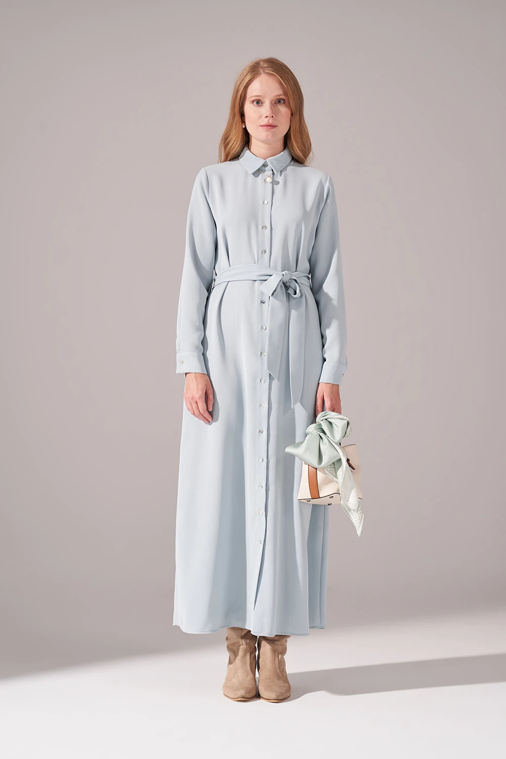 Full Button Crepe Dress