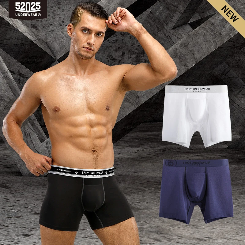

52025 Men Underwear Boxer Briefs 2-Pack Seamless Comfortable Cotton Modal Breathable Fashion Long Boxers Men Underwear Sexy