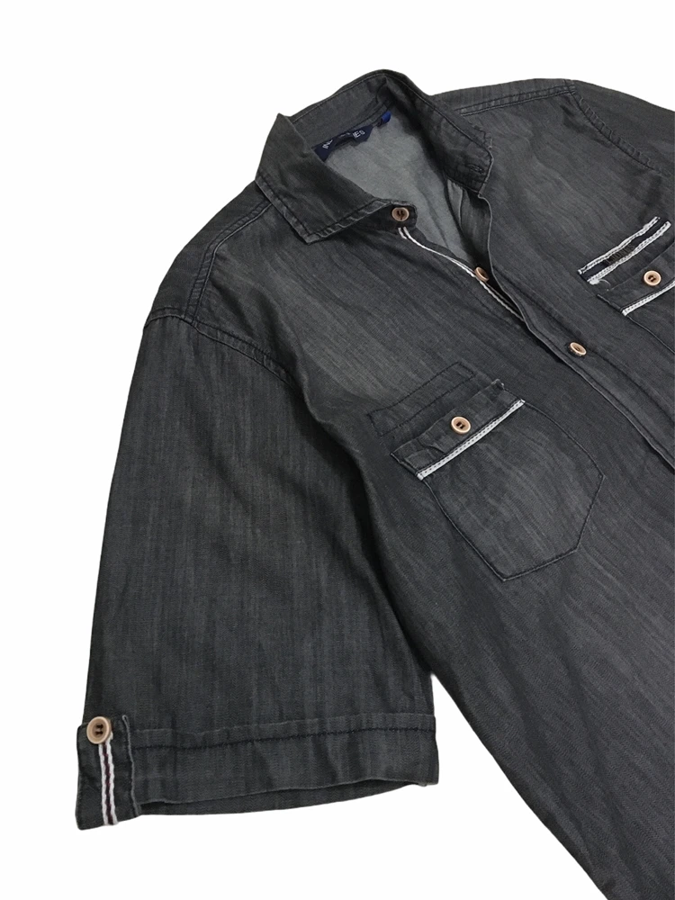 New Season Men's Fashion Shirt %100 Cotton Short Sleeve Anthracite Denim Pockets Button Front
New Season Men's Fashion Shirt %100 Cotton Short Sleeve Anthracite Denim Pockets Button Front