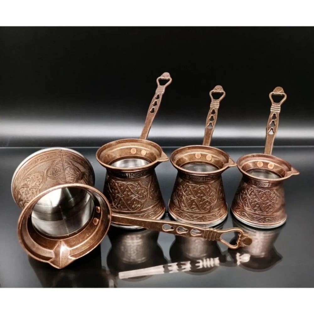 4 piece Set Authentic Casting Coffee Cezvesi Stainless Steel Turkish Coffee Machine Pot турка Handmade High Quality Gift Accessory
4 piece Set Authentic Casting Coffee Cezvesi Stainless Steel Turkish Coffee Machine Pot турка Handmade High Quality Gift Accessory