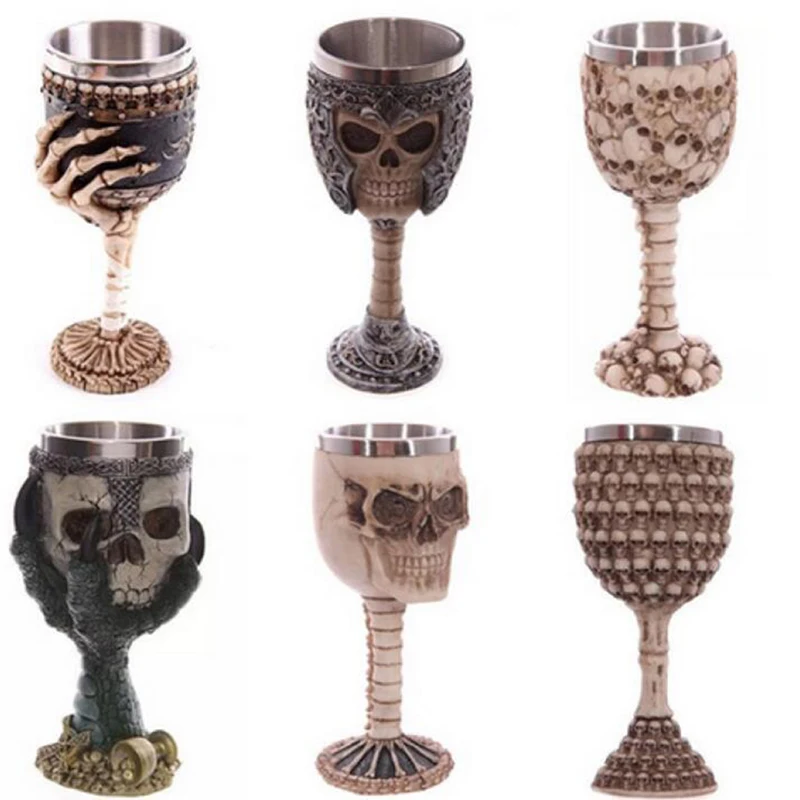 

Horrible Resin Stainless Steel Skull Goblet Retro Claw Wine Glass Gothic Cocktail Glasses Wolf Whiskey Cup Party Bar Drinkware