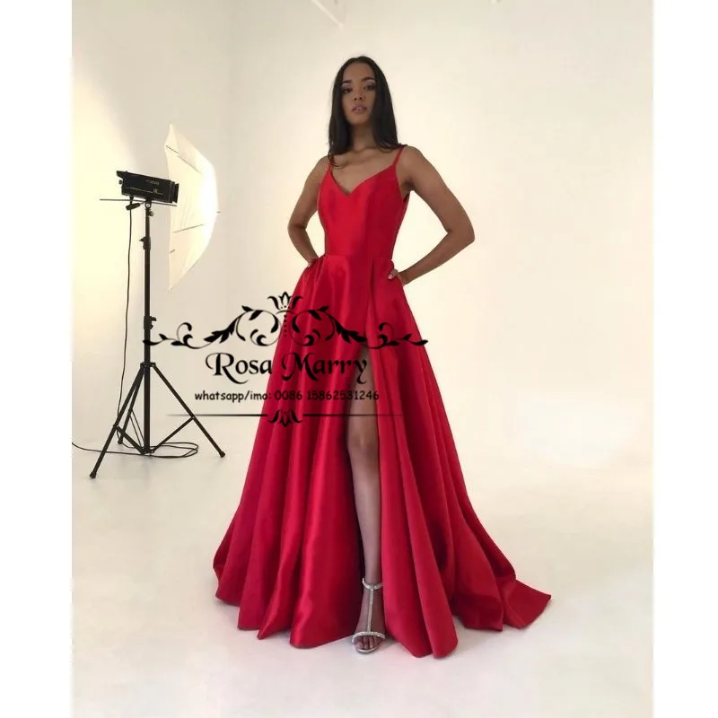 Women Red Plus Size Prom Dresses with Pocket 2021 A Line High Split Cheap Long Satin Vestido De Fiesta Formal Evening Party Gown
Women Red Plus Size Prom Dresses with Pocket 2021 A Line High Split Cheap Long Satin Vestido De Fiesta Formal Evening Party Gown