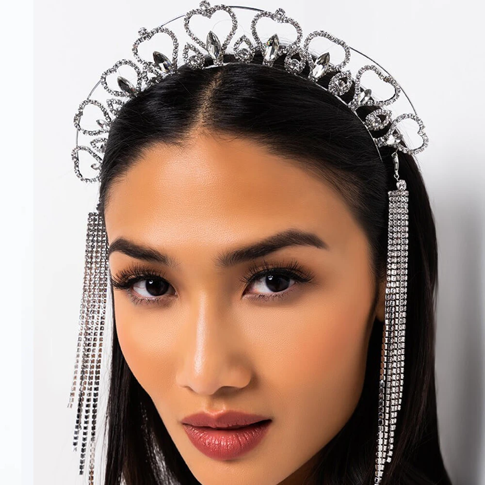 StoneFans Summer Tiara Hair Heart-shaped Headbands for Women Girls Rhinestone Wedding Accessories Bride Jewelry Tassel Headband
StoneFans Summer Tiara Hair Heart-shaped Headbands for Women Girls Rhinestone Wedding Accessories Bride Jewelry Tassel Headband