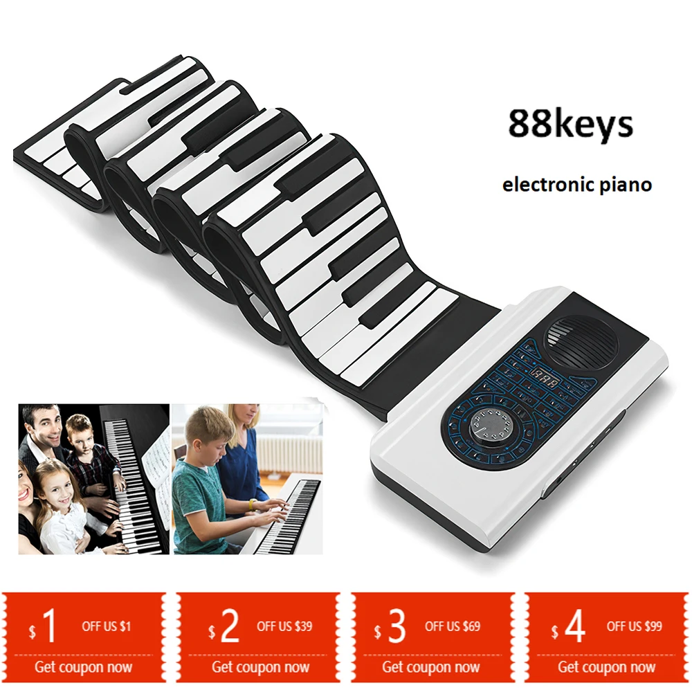 88 Keys Electronic Piano Portable Smart Foldable Hand-rolled Electronic Organ Children Early Education Toy Keyboard Instruments
88 Keys Electronic Piano Portable Smart Foldable Hand-rolled Electronic Organ Children Early Education Toy Keyboard Instruments