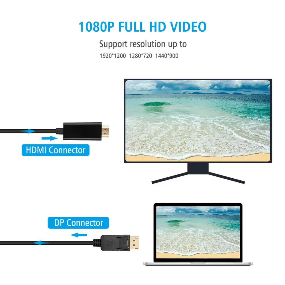 Full HD 1080P Display Port DP to HDMI Displayport to HDMI Cable Adapter 4K 6FT A1
Full HD 1080P Display Port DP to HDMI Displayport to HDMI Cable Adapter 4K 6FT A1