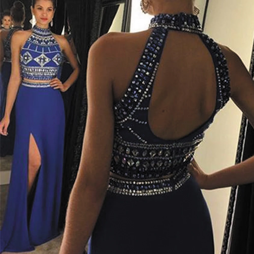 SuperKimJo Two Piece Prom Dresses Long 2020 High Neck Beaded Royal Blue Chiffon Sexy Formal Dresses Vestidos
SuperKimJo Two Piece Prom Dresses Long 2020 High Neck Beaded Royal Blue Chiffon Sexy Formal Dresses Vestidos