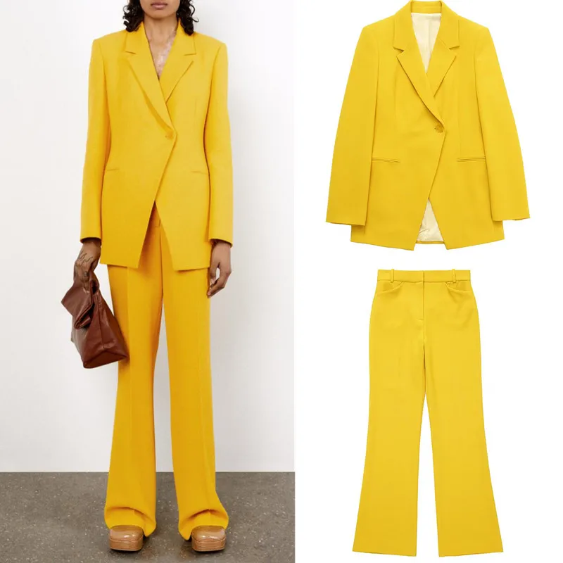 2022 Spring New Women's Clothing Fluorescent Yellow Double-breasted Suit Jacket Wide-leg Trousers Commuter Suit
2022 Spring New Women's Clothing Fluorescent Yellow Double-breasted Suit Jacket Wide-leg Trousers Commuter Suit