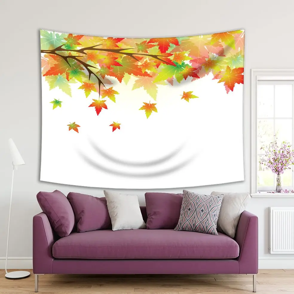 

Tapestry Colorful Leaves Maple Tree Branch in the Autumn Forest Sunny Day Nature Decorative Artwork Green Yellow Red