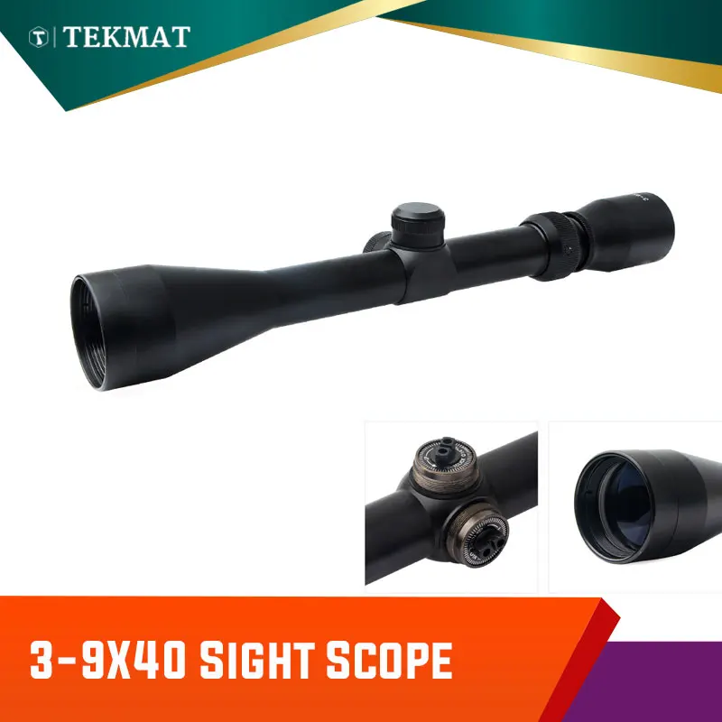 

Тактический прицел Tekmat 3-9X40 для охотничьей снайперской оптики, прицел с проводом, дальномер, сетка, мил-точечный Воздушный прицел Xhunter черный